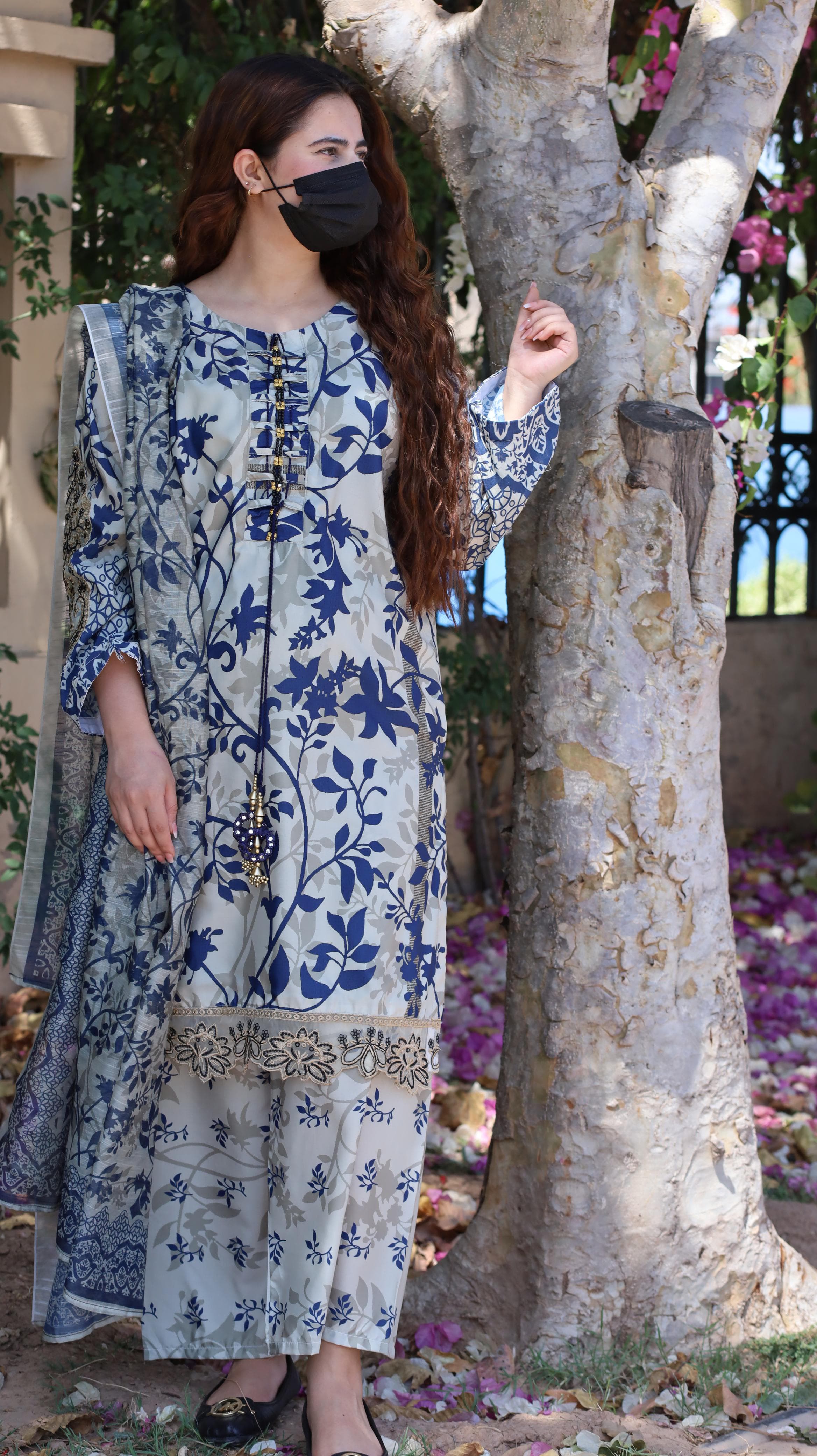 GULBHAR DIGITAL EMB 3PC WITH PATCH WORK