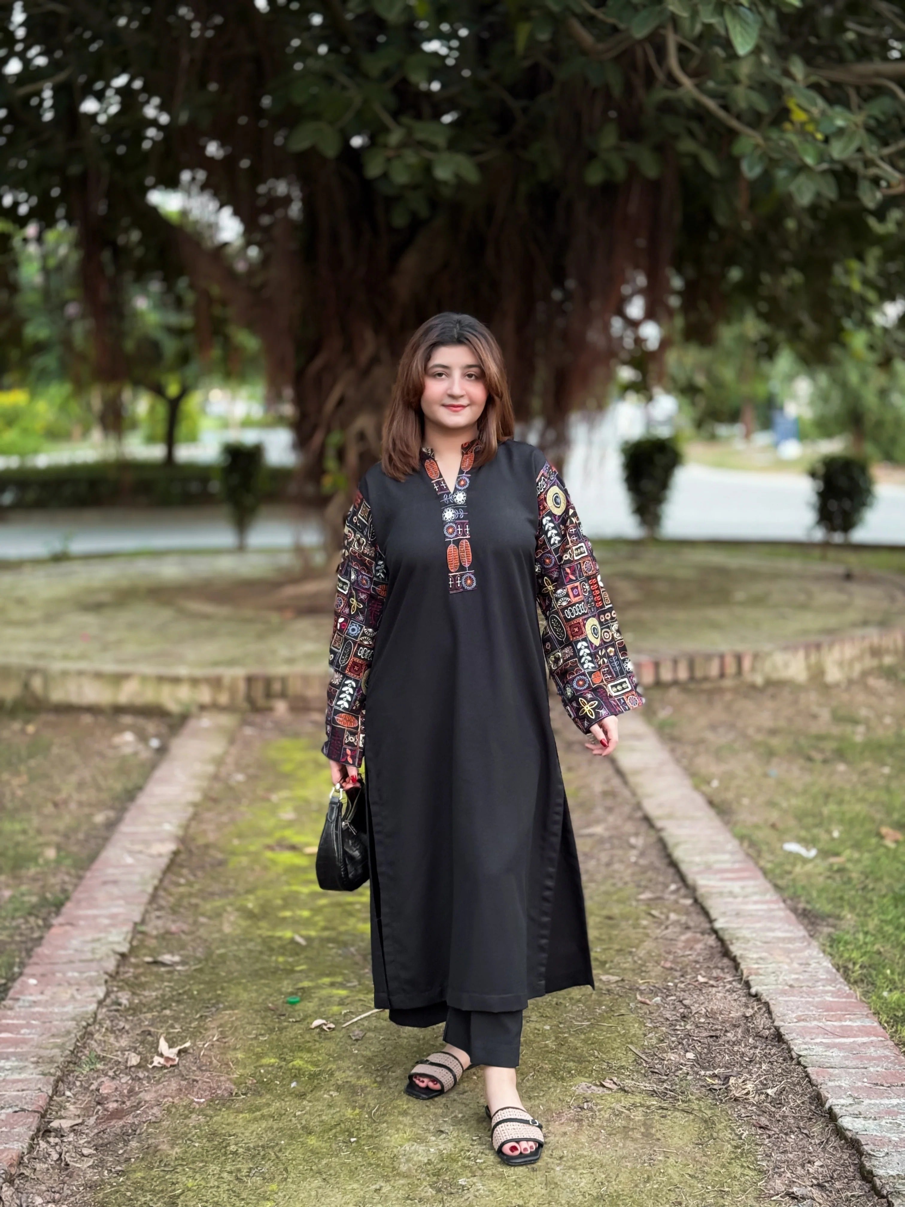 Black Bloom Printed 2 PC