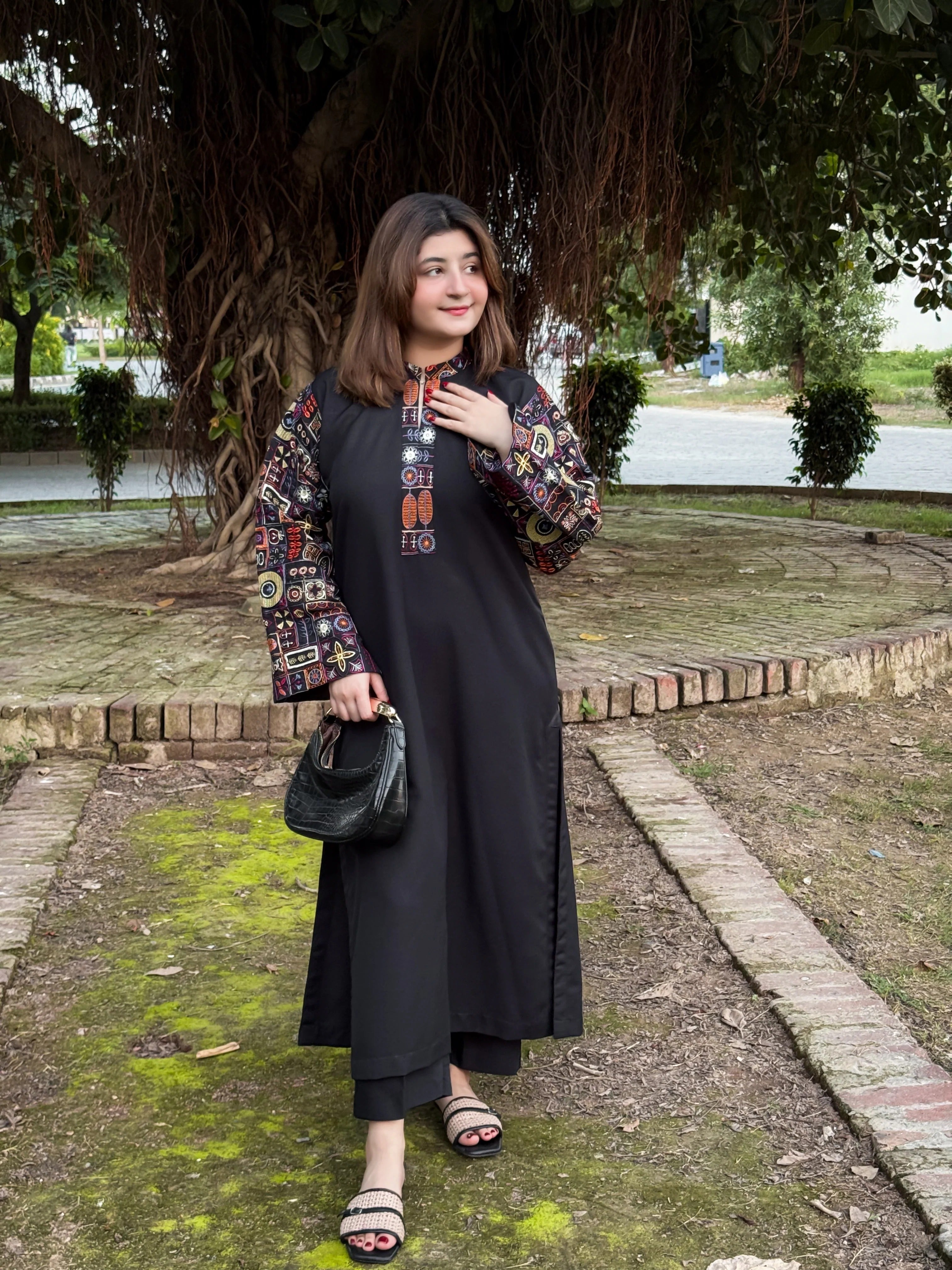 Black Bloom Printed 2 PC