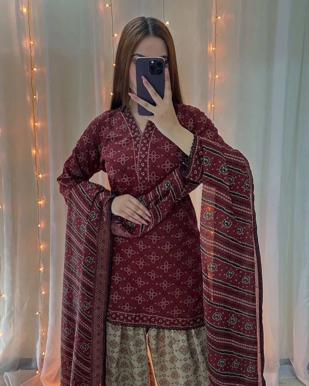 CHUNRI DIGITAL 3PC MAHROON