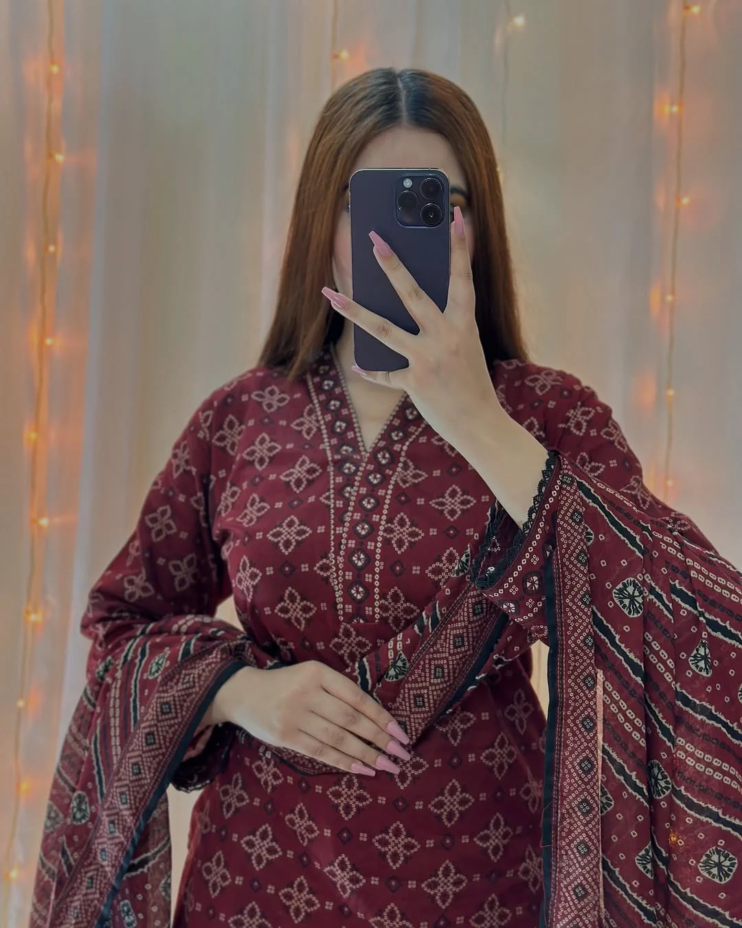 CHUNRI DIGITAL 3PC MAHROON